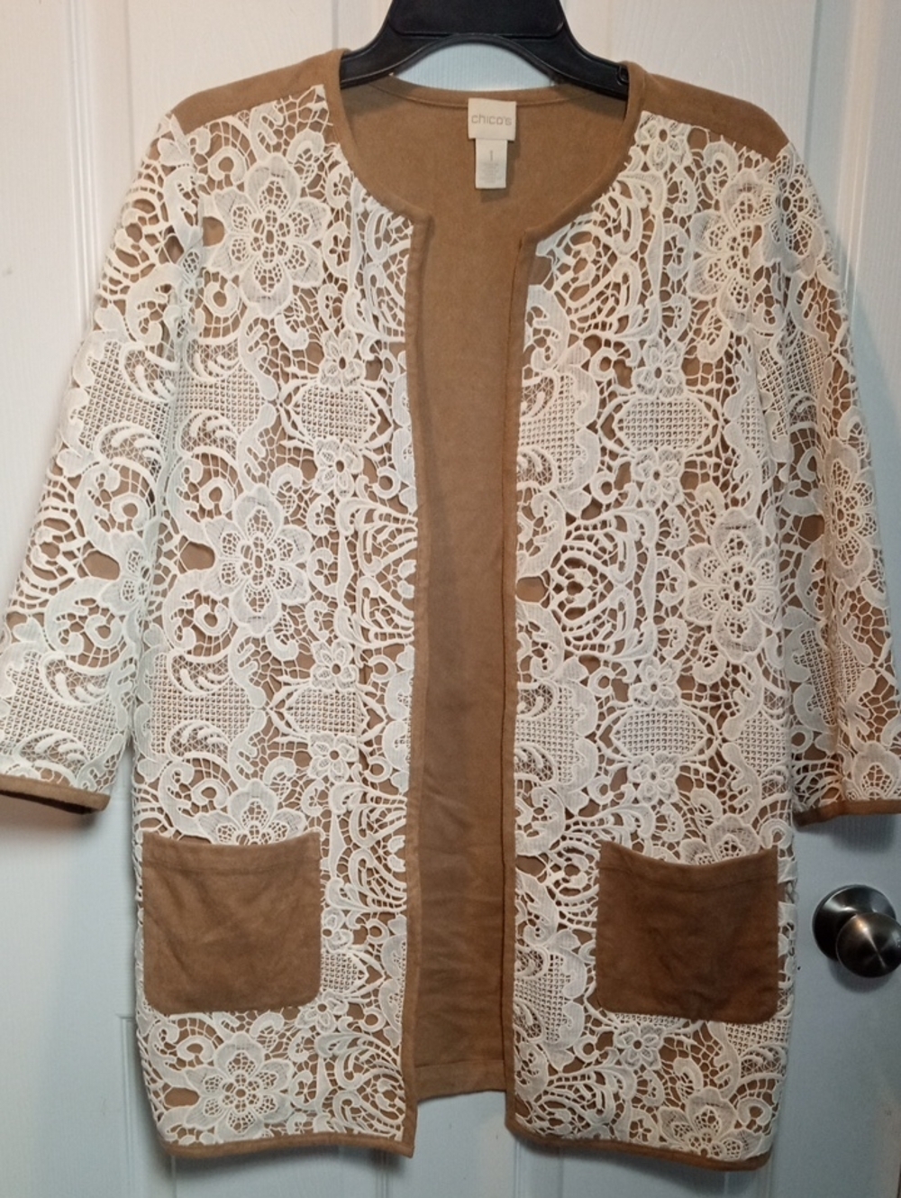 CHICO'S LACE & FAUX SUEDE DUSTER - Picture 8 of 12